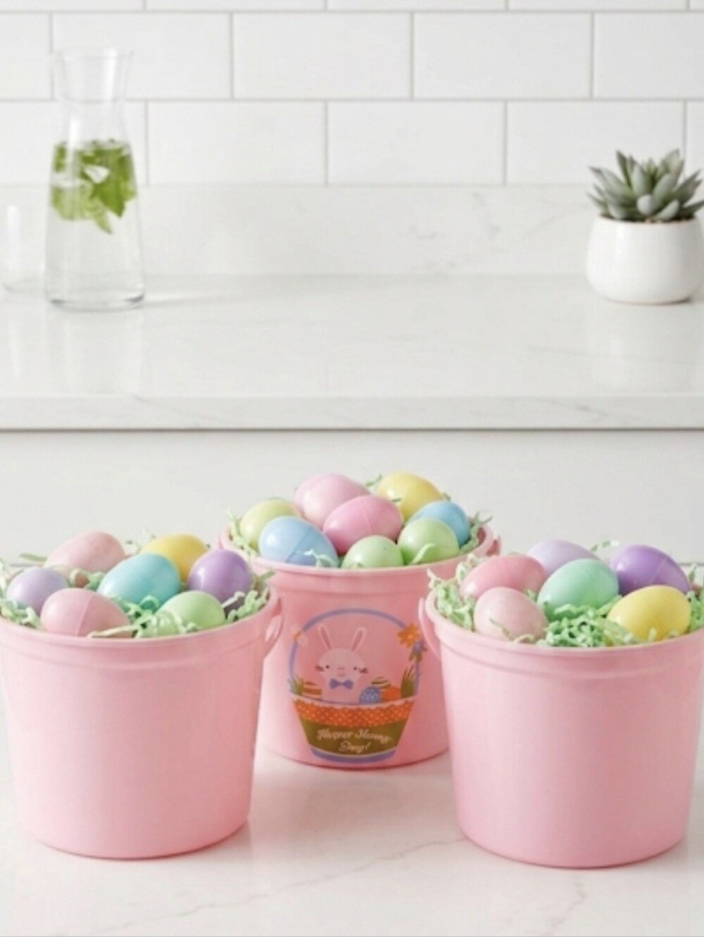 Set of 3 Target Spritz Pink Plastic Jumbo Easter Baskets Buckets Kids Egg Hunt